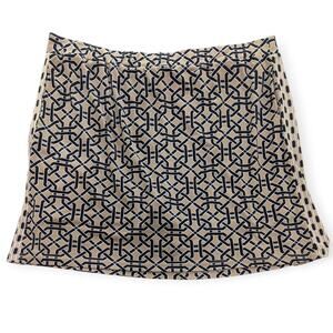 Susan Graver Liquid Knit Skort Sz Large Shorts under Skirt Beige Black Print